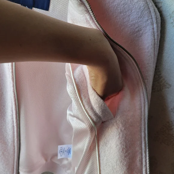 Lands' End Light Pink Wool-Blend Bomber Jacket Size 4 Full Zip Front Pockets - Picture 9 of 13